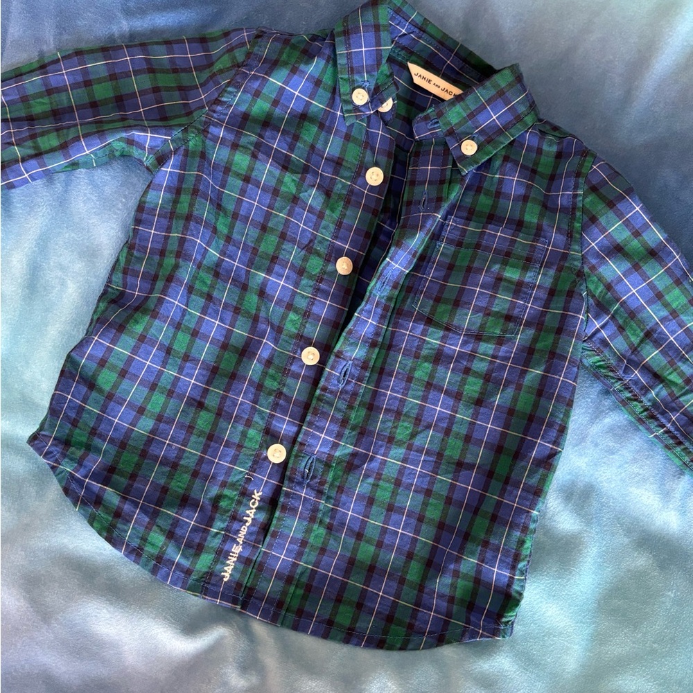 Janie and Jack Infant baby boy button down shirt 12 months